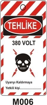 Tehlike 300 Volt 12.5x20 cm Mıknatızlı Levha
