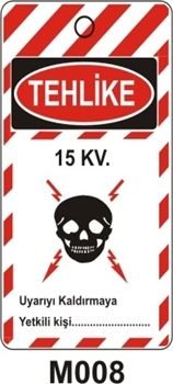 Tehlike 15 Kv 12.5x20 cm Mıknatızlı Levha
