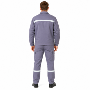7/7 Gabardin %100 Pamuk Kapitoneli Reflektörlü Kışlık Gri İş Takımı