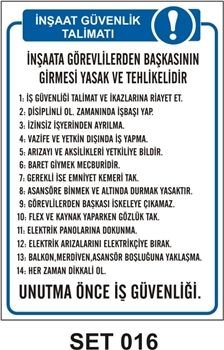 İnşaat Güvenlik Talimatı 35x50 cm PVC(Plastik) 0,50mm