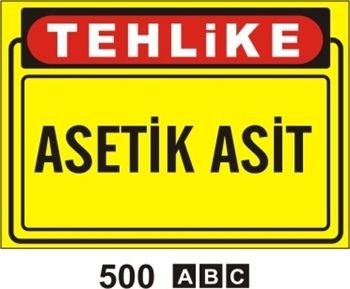 Asetik Asit 35x50 cm Sticker (Yapışkanlı) Etiket