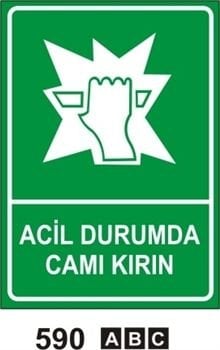 Acil Durumda Camı Kırın 35x50 cm Sticker (Yapışkanlı) Etiket