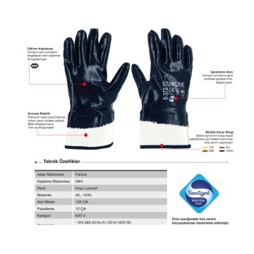 Starline E-372 Nitril Petrolcü Tip İş Eldiveni