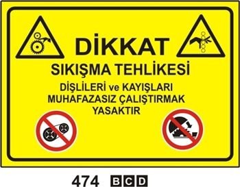 Dikkat Sıkışma Tehlikesi 25x35 cm Sticker (Yapışkanlı) Etiket