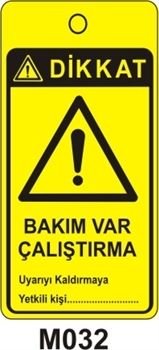 BAKIM VAR ÇALIŞTIRMA 12.5x20 cm Mıknatızlı Levha