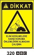 Elini Kesilmelere Karşı Koruma Önlemlerini Almadan Çalışma 35x50 cm Sticker (Yapışkanlı) Etiket