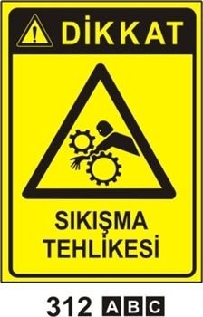 Sıkışma Tehlikesi 35x50 cm Sticker (Yapışkanlı) Etiket