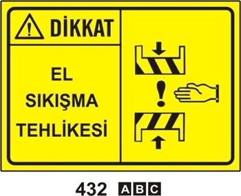 Dikkat El Sıkışması Tehlikesi 35x50 cm Sticker (Yapışkanlı) Etiket