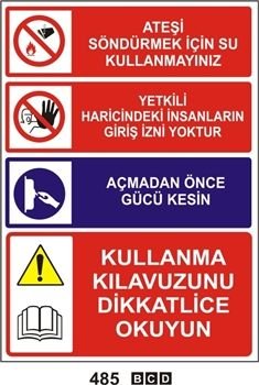 Ateşi Söndürmek İçin Su Kullanmayın 25x35 cm Sticker (Yapışkanlı) Etiket