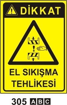 Dikkat El Sıkışması Tehlikesi 35x50 cm Sticker (Yapışkanlı) Etiket