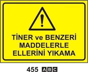 Tiner ve Benzeri Maddelerle Ellerini Yıkama 25x35 cm Dekota (Forex) 3mm