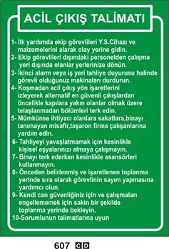 Acil Çıkış Talimatı 35x50 cm Saç (Galvaniz) 0,50mm