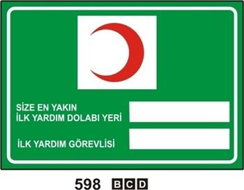 Size En Yakın İlk Yardım Dolabı Yeri ......İlk Yardım Görevlisi 35x50 cm Sticker (Yapışkanlı) Etiket