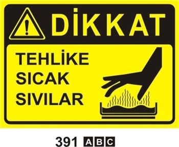 Tehlike Sıcak Sıvılar 25x35 cm Sticker (Yapışkanlı) Etiket