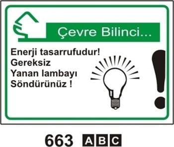 Enerji Tasarruftur Gereksiz Yanan Lambayı Söndürünüz 25x35 cm PVC (Plastik) 0,50mm