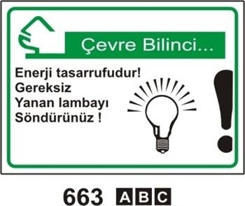 Enerji Tasarruftur Gereksiz Yanan Lambayı Söndürünüz 25x35 cm Dekota (Forex) 3mm