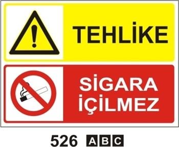 Tehlike Sigara İçilmez 50x70 cm Saç (Galvaniz) 0,50mm