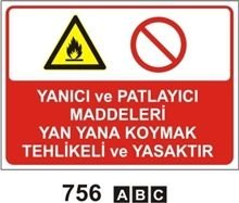 Yanıcı Patlayıcı Maddeleri Yan Yana Koymak Tehlikeli ve Yasaktır 50x70 cm Saç (Galvaniz) 0,50mm