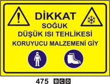 Dikkat Soğuk Düşük Isı Tehlikesi 35x50 cm Dekota (Forex) 3mm