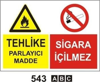 Tehlike Parlayıcı Madde Sigara İçilmez 25x35 cm PVC (Plastik) 0,50mm
