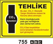Tehlike Bu Alan Co2 Otomatik Yangın Söndürme Sistemi İle Koruma Altına Alınmıştır 35x50 cm Saç (Galvaniz) 0,50mm