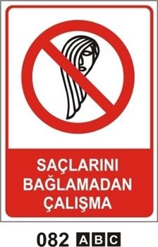 Saçlarını Bağlamadan Çalışma 35x50 cm Sticker (Yapışkanlı) Etiket
