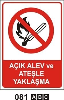 Açık Alev ve Ateşle Yaklaşma 35x50 cm Sticker (Yapışkanlı) Etiket