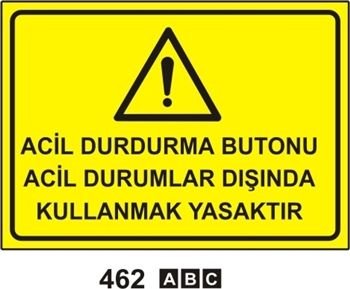 Acil Durdurma Motoru Acil Durumlar Dışında Kullanmak Yasaktır 50x70 cm Dekota (Forex) 3mm