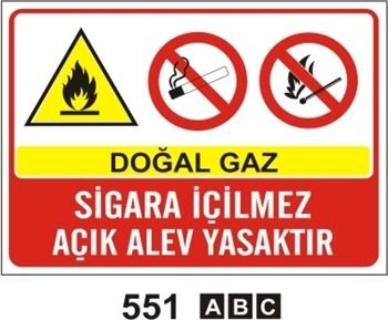 Doğalgaz Sigara İçilmez Açık Alev Yasaktır 35x50 cm Saç (Galvaniz) 0,50mm