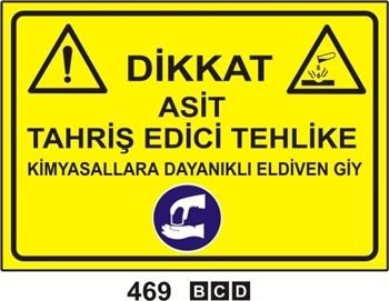 Dikkat Asit Tahriş Edici Tehlike 25x35 cm Sticker (Yapışkanlı) Etiket