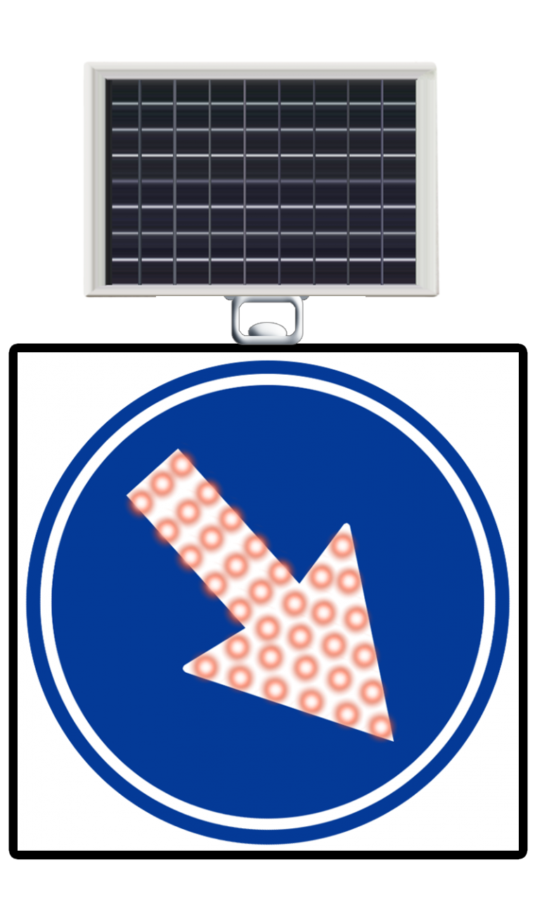 Güneş enerjili LED’li sağa mecburi yön 600x600 mm