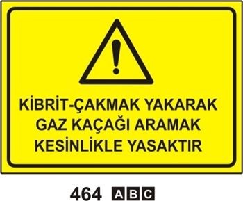 Kibrit Çakmak Yakarak Gaz Kaçağı Aramak Kesinlikle Yasaktır 35x50 cm Dekota (Forex) 3mm