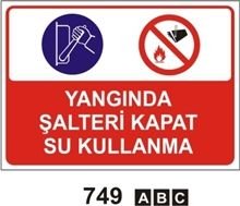 Yangında Şalteri  Kapat Su Kullanma 25x35 cm PVC (Plastik) 0,50mm
