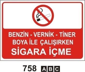 Benzin Tiner Boya İle Çalışırken Sigara İçme 35x50 cm Saç (Galvaniz) 0,50mm
