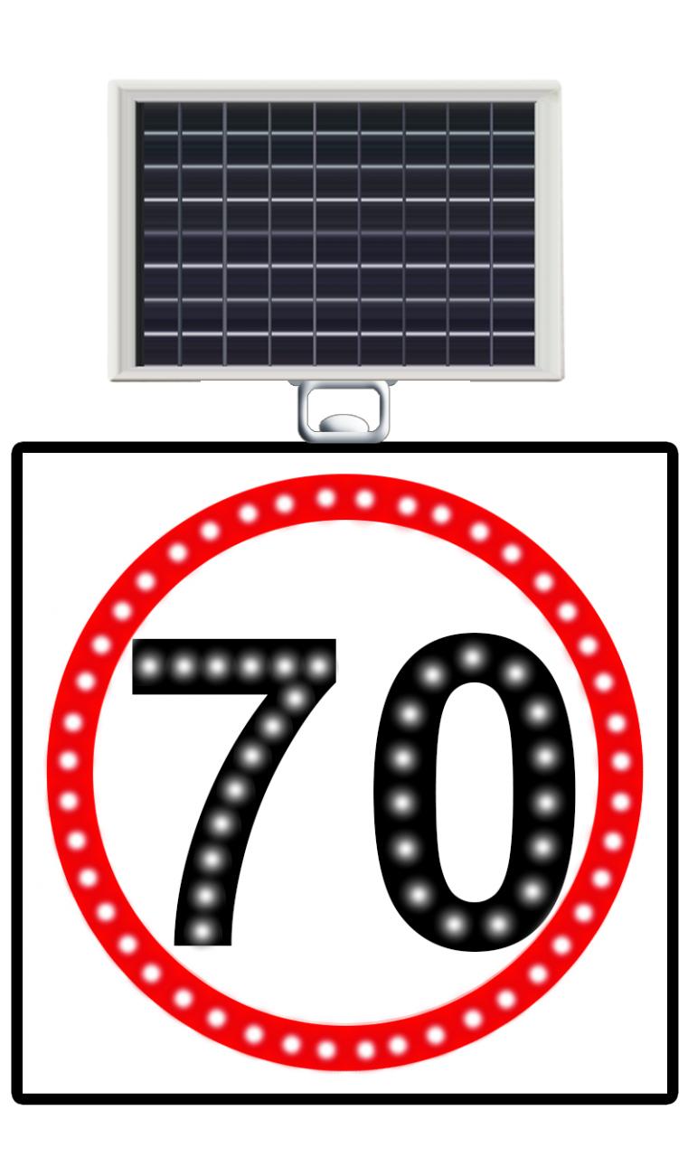 Güneş Enerjili Led’li Hız Limiti 70km/h 600x600 mm