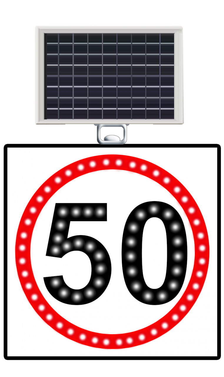 Güneş Enerjili Led’li Hız Limiti 50km/h 600x600 mm