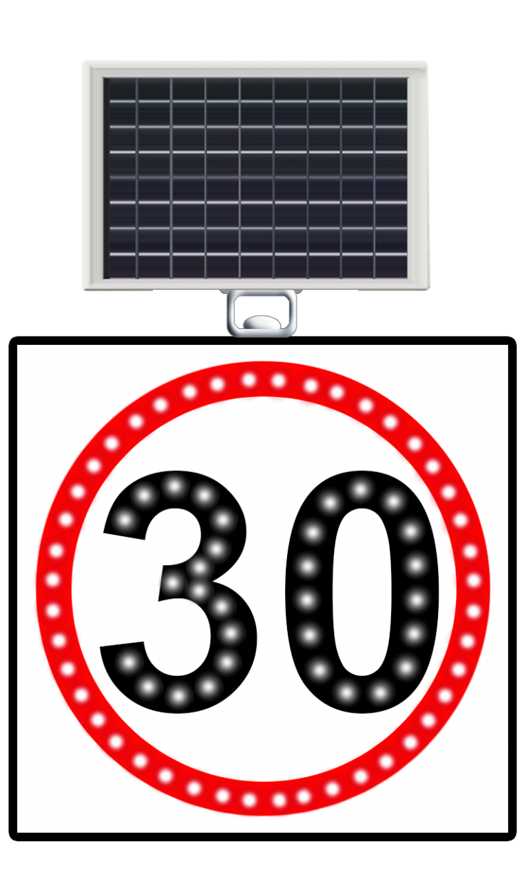 Güneş Enerjili Led’li Hız Limiti 30km/h 600x600 mm