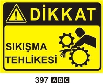 Dikkat Sıkışma Tehlikesi 25x35 cm Saç (Galvaniz) 0,50mm