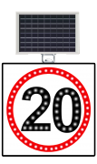 Güneş enerjili LED’li hız limiti 20km/h 600x600 mm