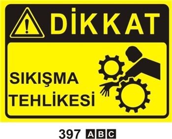 Dikkat Sıkışma Tehlikesi 50x70 cm Saç (Galvaniz) 0,50mm