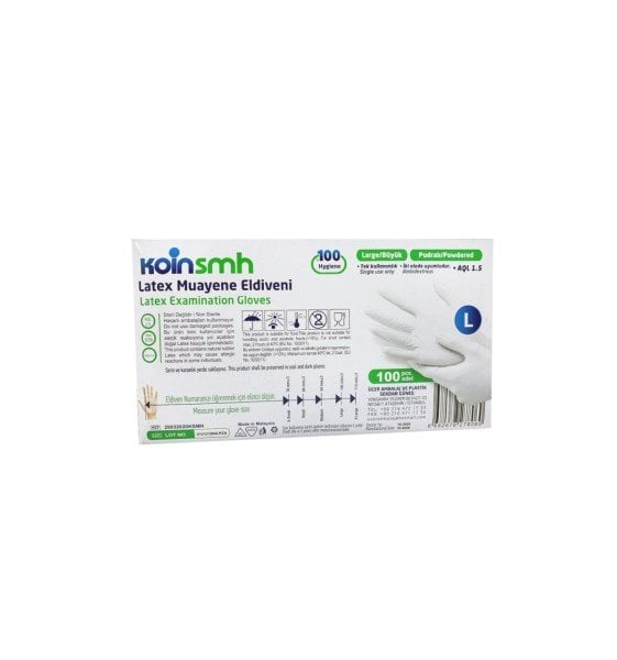 Koinsmh Beyaz Lateks Pudrasız Eldiven