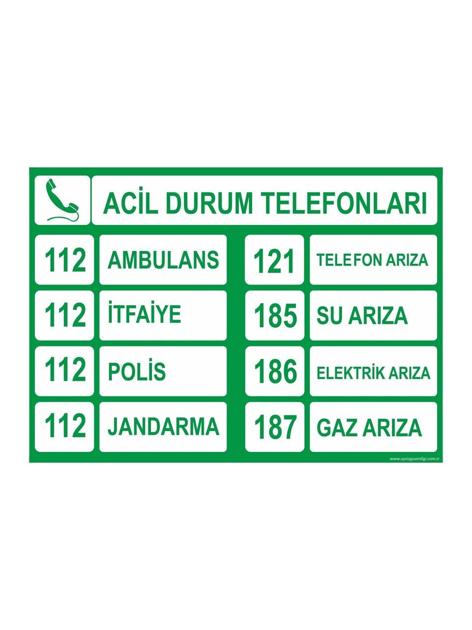 Acil Telefon Numaraları