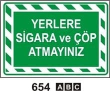 Yerlere Sigara ve Çöp Atmayınız 25x35 cm Saç (Galvaniz) 0,50mm