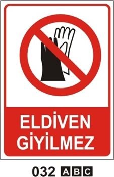 Eldiven Giyilmez 35x50 cm Sticker (Yapışkanlı) Etiket