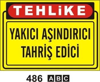 Yakıcı Aşındırıcı Tahriş Edici 25x35 cm PVC (Plastik) 0,50mm