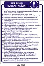 Personel Hijyen Talimatı 25x35 cm PVC (Plastik) 0,50mm