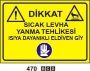 Dikkat Levha Sıcak Isıya Dayanıklı Eldiven Giy