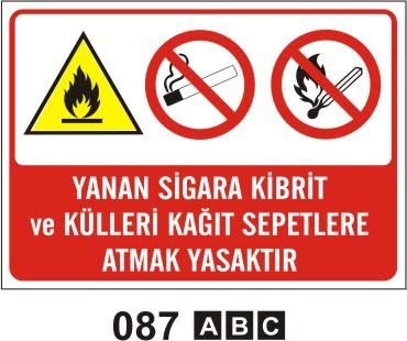 Yanan Sigara Kibrit ve Külleri Kağıt Sepetlere Atmak Yasaktır