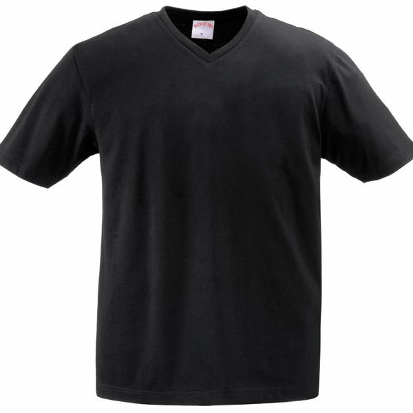 V Yaka Tişört Kısa Kollu Penye Siyah L