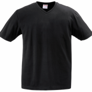 V Yaka Tişört Kısa Kollu Penye Siyah L